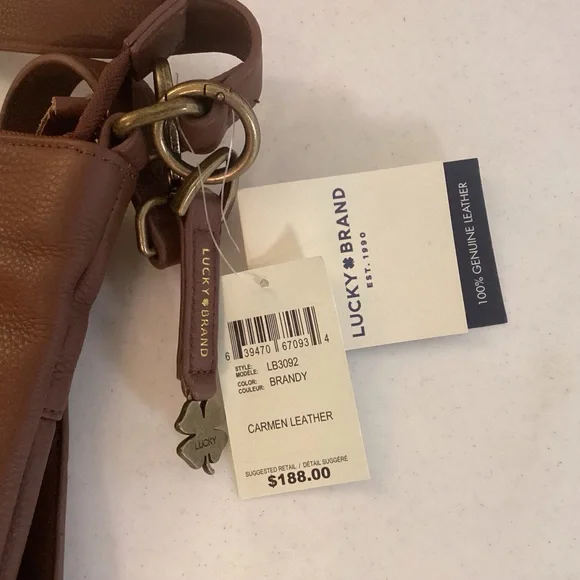 Lucky Brand Carmen Leather Crossbody Bag Color Brandy Shoulder